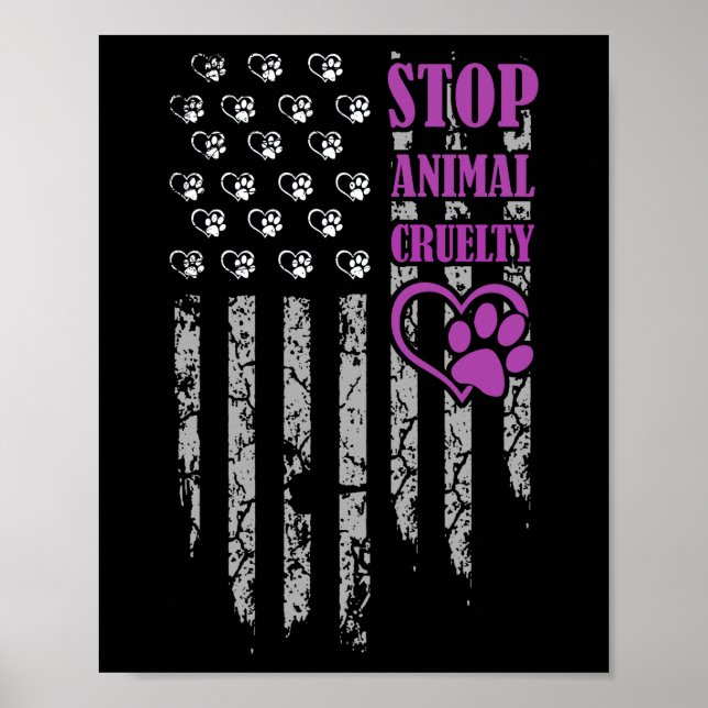 Póster Detengan la crueldad contra los animales Bandera E (Frente)