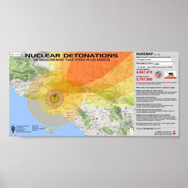 Póster Detonaciones nucleares - Los Ángeles (Frente)