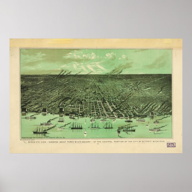 Póster Detroit Central, Michigan (1910) (Frente)