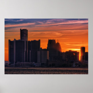 Póster Detroit Cityscape #0516