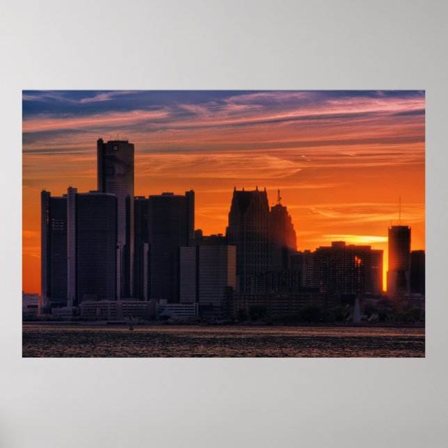 Póster Detroit Cityscape #0516 (Frente)