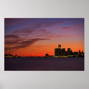 Póster Detroit Cityscape #0652