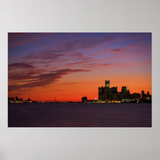 Póster Detroit Cityscape #0652