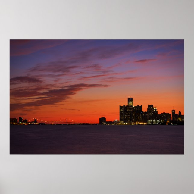 Póster Detroit Cityscape #0652 (Frente)