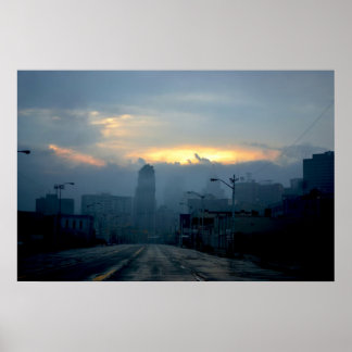 Póster Detroit Cityscape - Eerie Saturday Morning