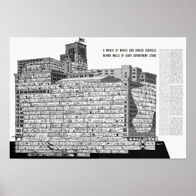 Póster Detroit de Hudson - Edificio de corte (Frente)