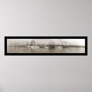 Póster Detroit, MI Riverfront Photo 1908