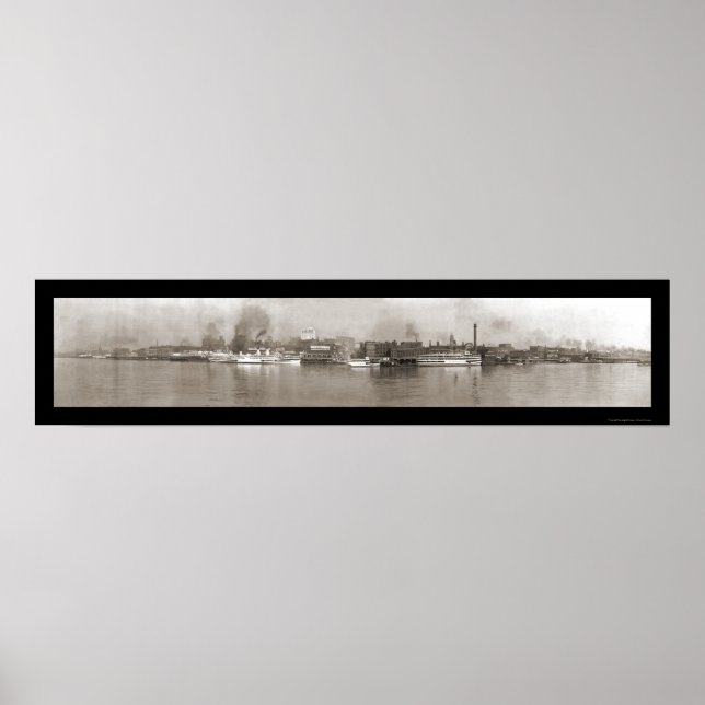 Póster Detroit, MI Riverfront Photo 1908 (Frente)