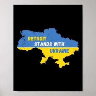Póster Detroit Michigan Apoya a Ucrania