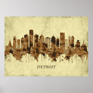 Póster Detroit Michigan Cityscape