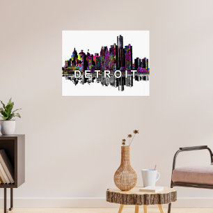 Póster Detroit, Michigan en graffiti