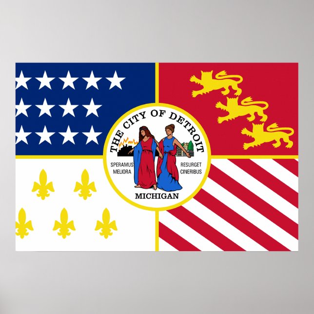 Póster Detroit, Michigan (Estados Unidos) (Frente)