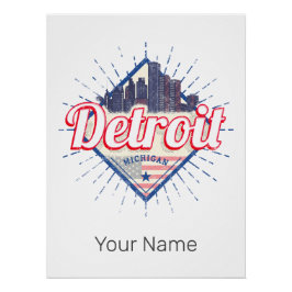 Póster Detroit Michigan Estados Unidos Skyline Vintage Es