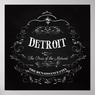Póster Detroit Michigan - la París del Cercano oeste