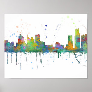 PÓSTER DETROIT, MICHIGAN SKYLINE