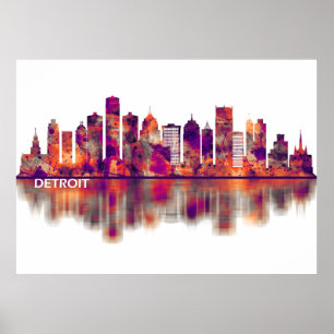 Póster Detroit Michigan Skyline