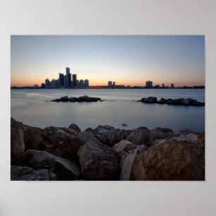 Póster Detroit, Michigan Skyline Poster