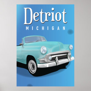 Póster Detroit Michigan USA Vintage poster de Viajes