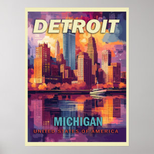 Póster Detroit, Michigan Viaje de cosecha