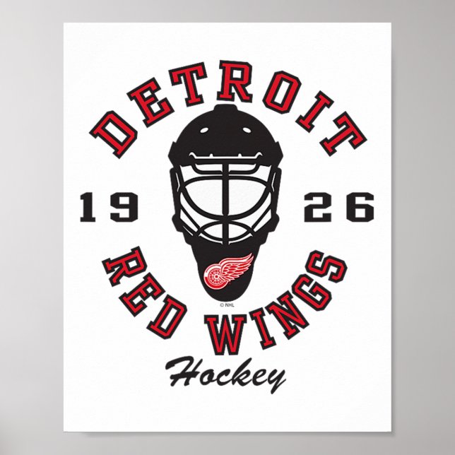 Póster Detroit Red Wings Hockey Mask Gray Officially Lice (Frente)