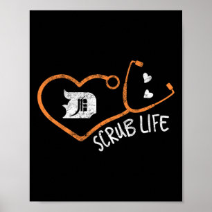 Póster Detroit Scrub Life Michigan Enfermera Shirt Medica