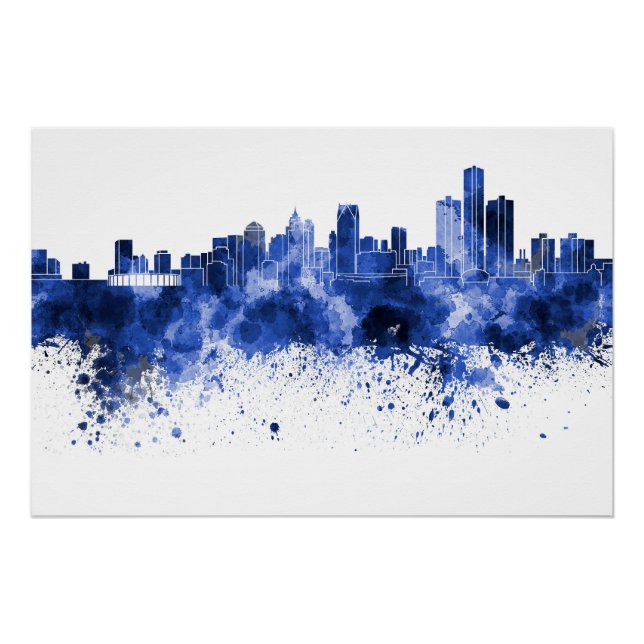 Póster Detroit skyline in watercolor (Anverso)