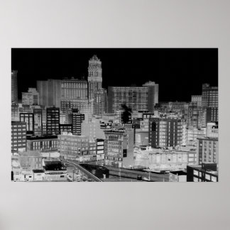 Póster Detroit Skyline Poster negativo
