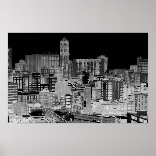Póster Detroit Skyline Poster negativo (Frente)