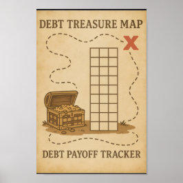 Póster Deuda Treasure Map Payoff Tracker Game Vintage