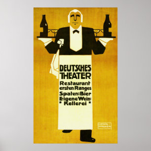 Póster Deutches Theatre Restaurant ~ Anuncio de época