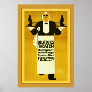 Póster Deutches Theatre Restaurant ~ Publicidad de época