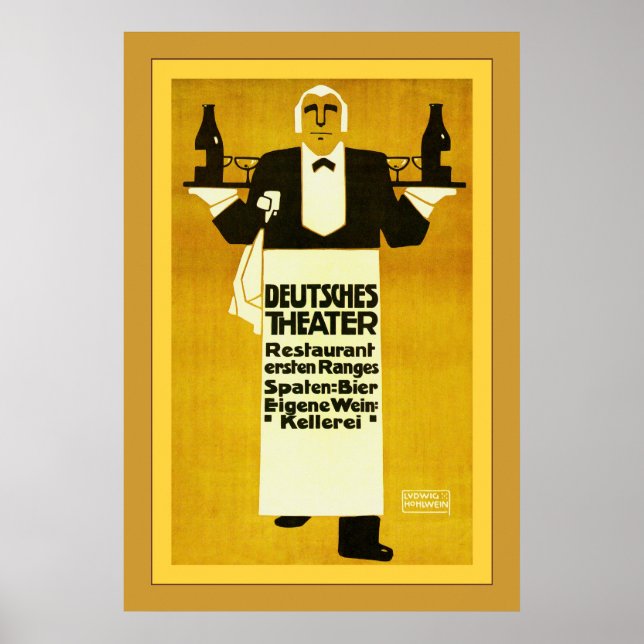 Póster Deutches Theatre Restaurant ~ Publicidad de época (Frente)