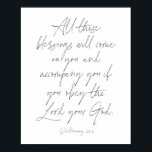 Póster Deuteronomio 28:2<br><div class="desc">Todas estas bendiciones vendrán sobre ti y te acompañarán si obedecís al Señor tu Dios. -Deuteronomio 28:2</div>