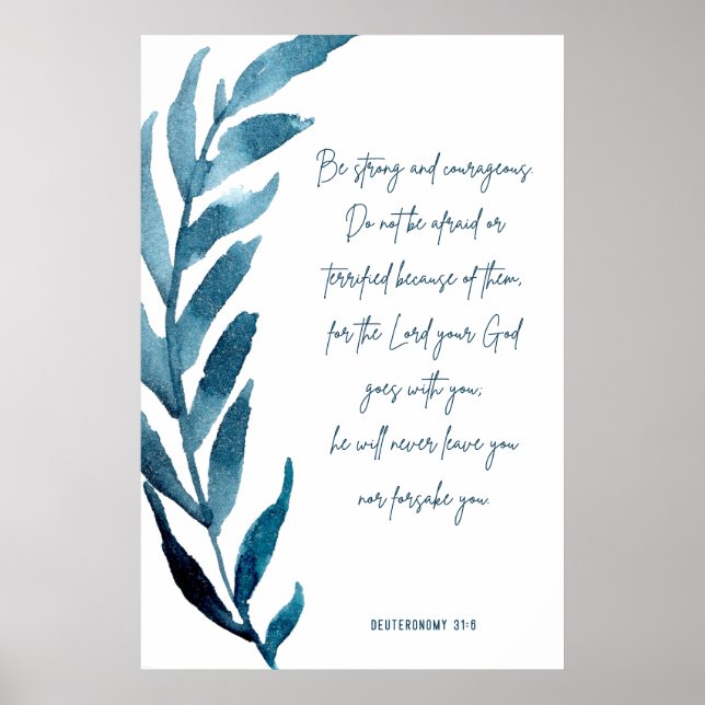 Póster Deuteronomio 31:6, Biblia Verse Print, Strong (Frente)