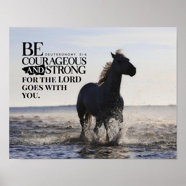 Póster Deuteronomio 31:6 Ser valiente y un caballo fuerte (Frente)