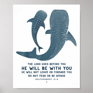 Póster Deuteronomy 31_8 Tiburón Ballena Fe Cristiana Cast