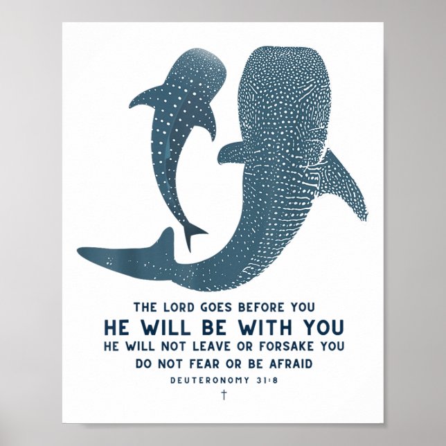 Póster Deuteronomy 31_8 Whale Shark Christian Faith Pun O (Frente)