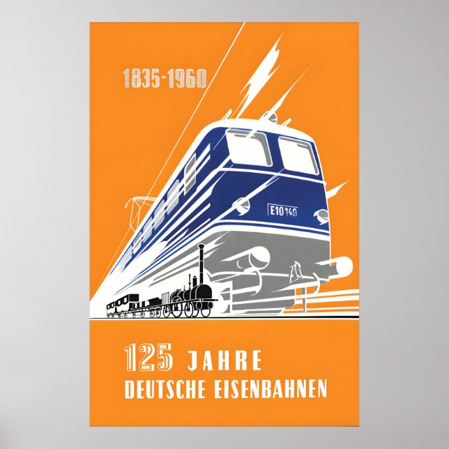 Póster Deutsche Bundesbahn 125 años alemán (Frente)