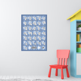 Póster Deutsches Fingeralphabet 4 - blau /