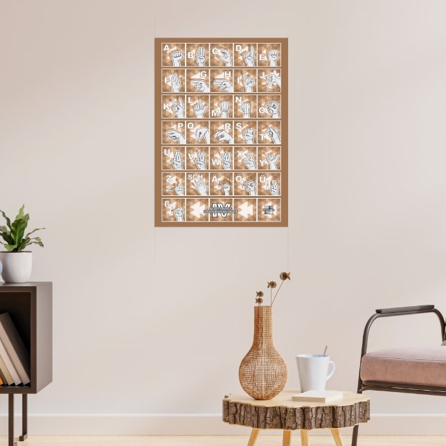 Póster Deutsches Fingeralphabet 4 - braun / (Salón 3)
