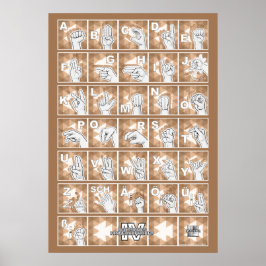 Póster Deutsches Fingeralphabet 4 - braun /
