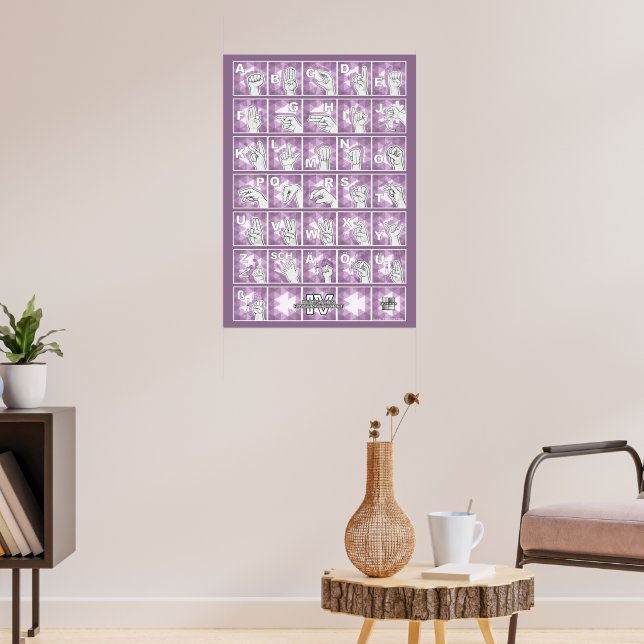 Póster Deutsches Fingeralphabet 4 - lavendelgrau / (Salón 3)