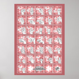 Póster Deutsches Fingeralphabet 4 - rot /
