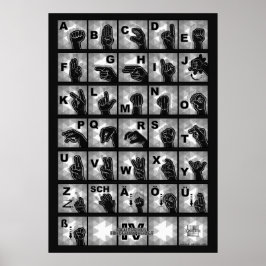 Póster Deutsches Fingeralphabet 4 - schwarz /