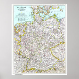 Póster "Deutschland: 1991/heute - Detaillierte Landkarte