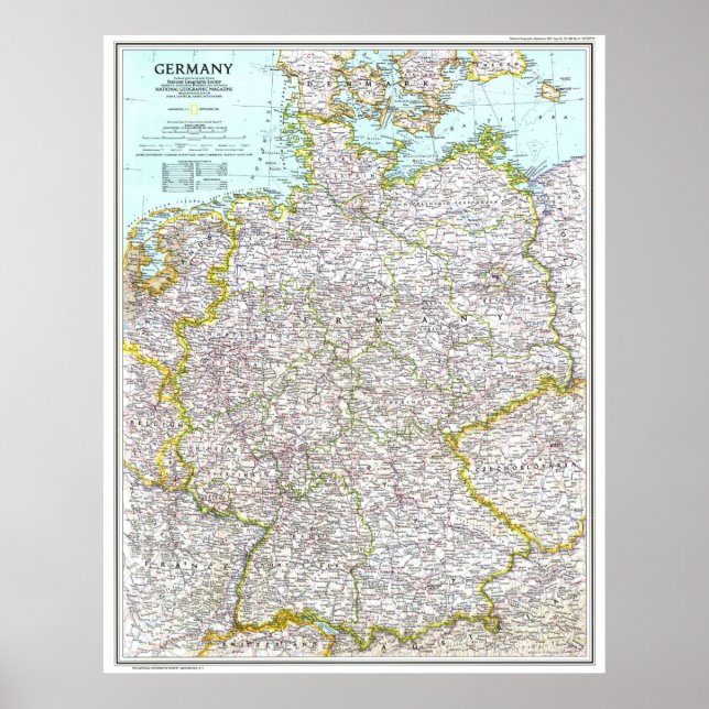Póster "Deutschland: 1991/heute - Detaillierte Landkarte (Frente)
