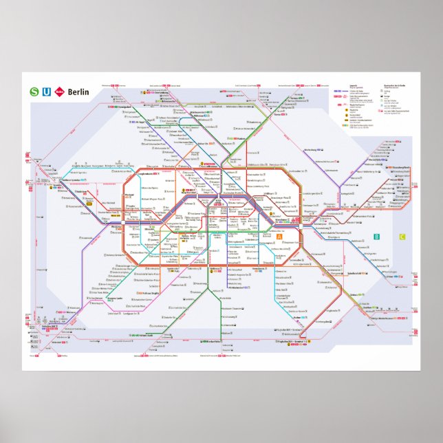 Póster " Deutschland: 2021/heute Berlin - Liniennetz (Frente)