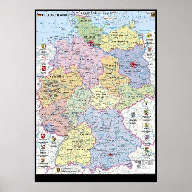 Póster "Deutschland: 2021/heute - Politische Karte (Frente)