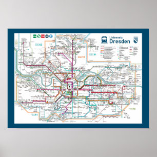 Póster " Deutschland: 2022/heute Dresden - Liniennetz ...