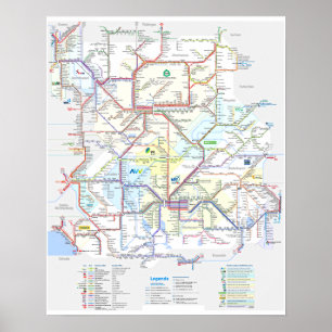 Póster " Deutschland: BAYERN Schienennetz ...